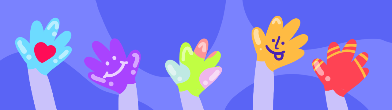a drawing of painted hands in play therapy