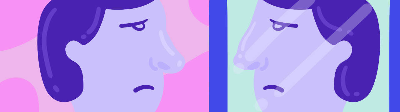 Illustration of a man with body dysmorphia due to his nose