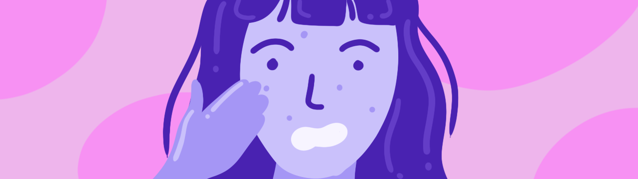 Illustration of a young woman perceiving acne as body dysmorphia