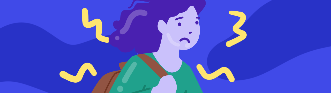 drawing of a young woman who has extreme fear of school and does not want to go to school