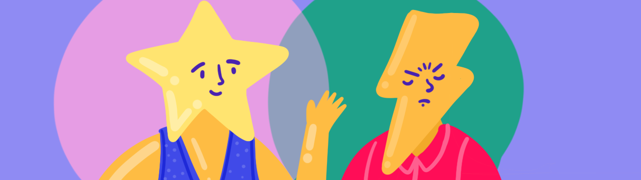 drawing of two people with different temperaments