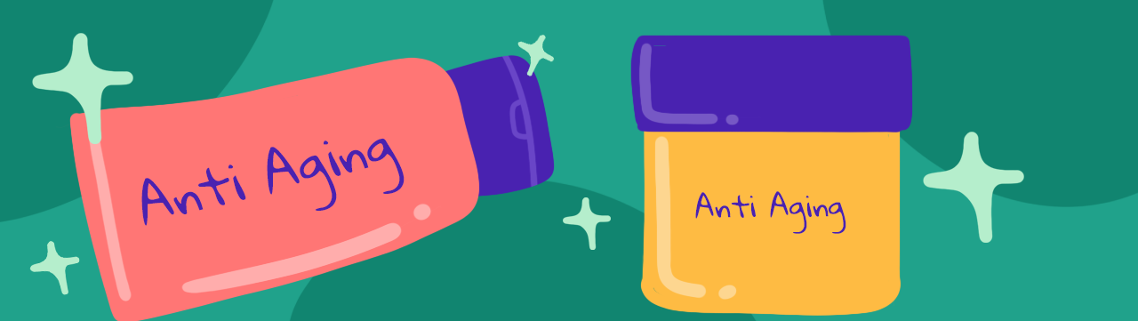 drawing of anti-aging creams used for fear of aging