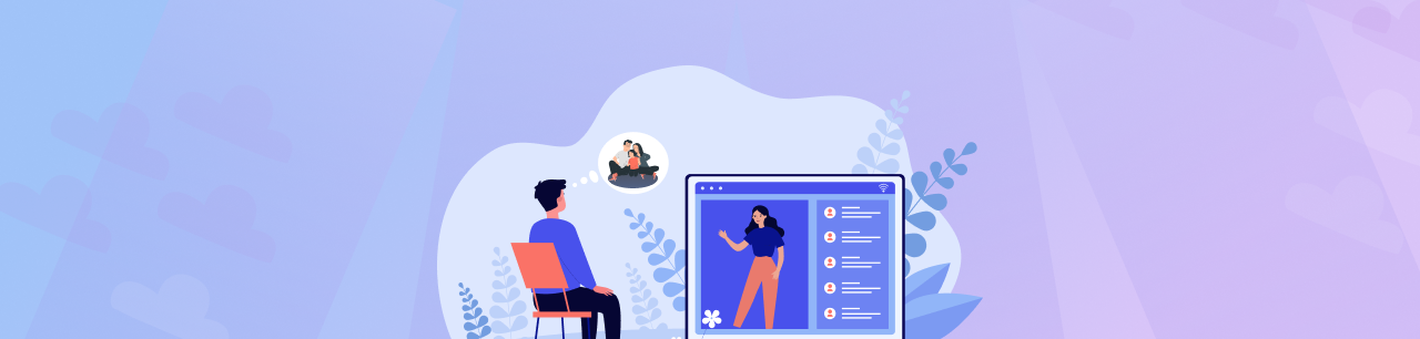 illustration of client in online therapy session telling about his family to his online psychologist