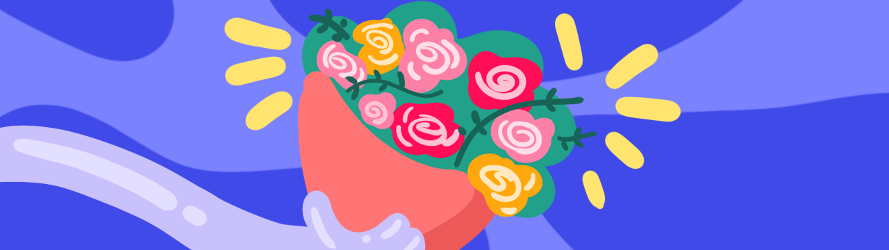 a drawing of a flower bought with a feeling of gratitude