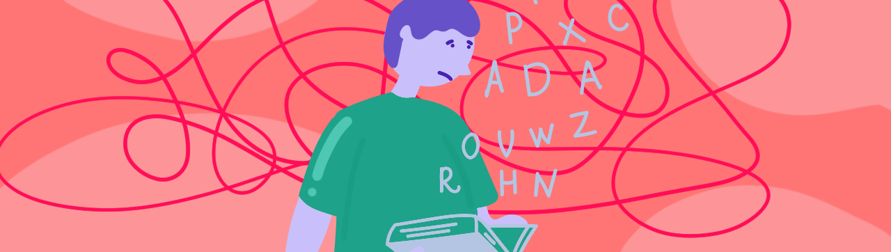 Drawing of a young adult male experiencing symptoms of dyslexia